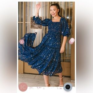 Ivy City Co Starry Nights dress dark blue small